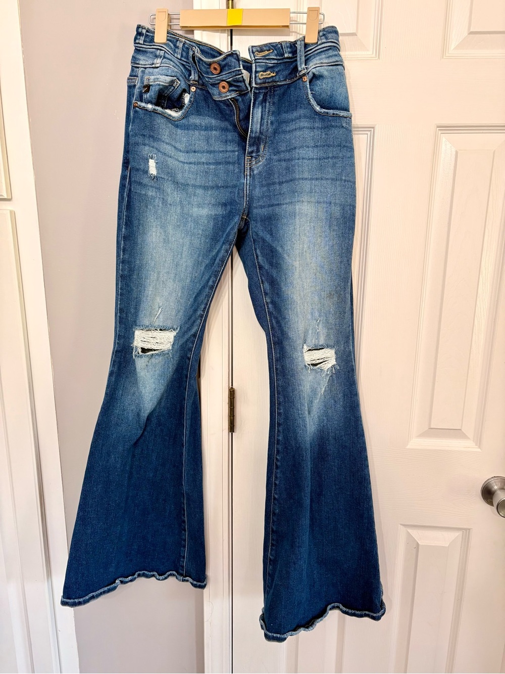 KanCan Medium Blue Distressed Flare Jeans